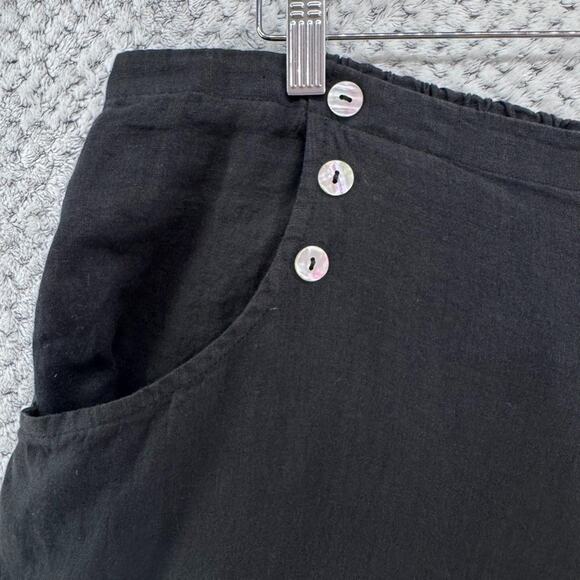 Bryn Walker Pants Womens 1X Black Linen Wide Leg Tapper Lagenlook Boho - Picture 5 of 16